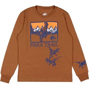 Jurassic World Boys' Dominion para Trail Long Sleeve Graphic Print T-Shirt