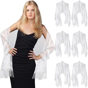 Sintege 6 Pieces Women Lace Shawl and Wrap for Formal Evening Party Dress Floral Lace Scarf Bridesmaid Shawls for Wedding
