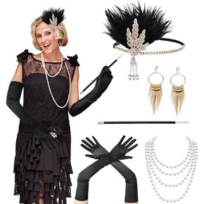 1920s Great Gatsby Headband Accessories Set for Women ，Costume Flapper Headpiece Headband(5 Pcs)