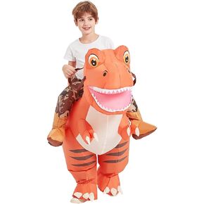 GOOSH Inflatable Dinosaur Costume for Kids Riding T Rex Air Blow up Funny Fancy Dress Halloween Party Cosplay Costume