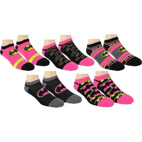 DC Comics Womens Batman Ankle-No Show Socks 5 Pair Pack Multi-Color, One Size 9-11