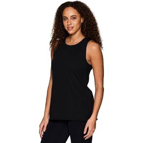 RBX Women's Gym Tank Top Tunic Length Yoga Tank, Relaxed Fit Super Soft Ribbed Side Sleeveless Workout Top