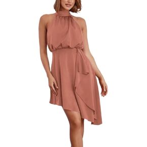 Wedding Guest Dresses for Women,Formal Dresses for Women,Cocktail Dress,Halter Dress, Satin Dress for Women