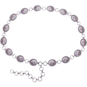 Western Small Metal Oval Concho Chain Belt No.22