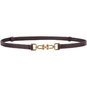 Tanpie Women Skinny Leather Belt for Dress Adjustable with Gold Buckle for Jeans