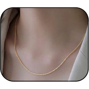 FUTIMELY Sparkling Clavicle Chain Necklace for Women 14K Gold/Silver Plated Tennis Necklace Trendy Herringbone Necklace Simple Stacked Choker Layering Jewelry Minimalist Gifts for Teen Girls