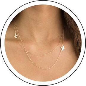 Boho Peace Dove Choker Necklace Choker Layered Dove Bird Necklace Choker Gold Love Peace Necklace Vintage Flying Bird Chain Necklace Jewelry for Women and Girls