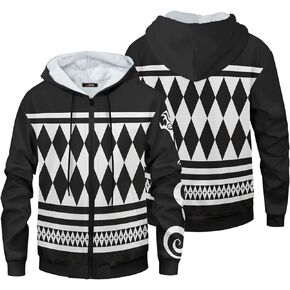 Manjiro Sano Cosplay Black White Checkered Plush Hooded Hoodie Jacket Sweatshirt Pullover Coat