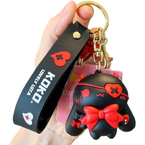 Cute Keychain Gift - Kawaii Anime Star-Moon Rabbit & Demon Rabbit Key Ring Keychain for Backpack Charms Bag Pendant