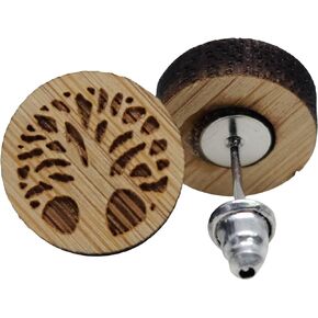 Tree of Life Earrings - Wood Emblem - Stud Post Earrings - Pair!