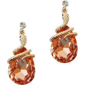 Navachi 18k Gold Plated Crystal Multicolor Pear Shape Zircon Snake Drop Dangle Earrings