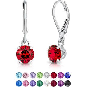 925 Sterling Silver SMALL/MEDIUM Drop/Dangle Leverback Earrings made with Round Crystals from Swarovski Elements - Diameter: 6 mm in Saudi Arabia
