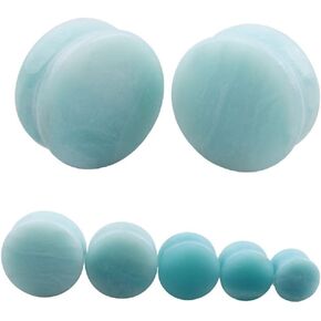 Amazonite Natural Organic Stone Ear Tunnels Plugs Stretcher Flesh Expander Gauges Earrings Aventurine Double Flared Body Piercings Jewelry