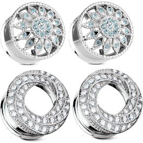 زايا مجوهرات الجسم 2 أزواج من الفولاذ الجراحي المزدوج المتوهج الأزرق كريستال جوهرة مقاييس سدادات الأذن الأنفاق 00 جرام 1/2 in Kuwait