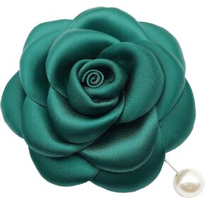 Fabric Rose Flower Pin Brooch By NhanDo Handmade – Green Flower Brooch Pin for Women and Men, Floral Brooch Pin for Wedding, Christmas Gift Ideas, Gift For New year, One size, Wool