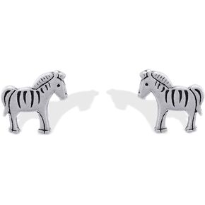 Boma Jewelry Sterling Silver Zebra Stud Earrings