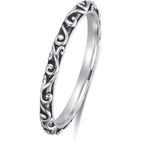 AVECON Womens Band Rings Vine Rings Stacking Rings Infinity Symbol Band Ring Retro Band Rhodium Plated Brass Rings Size 5-9