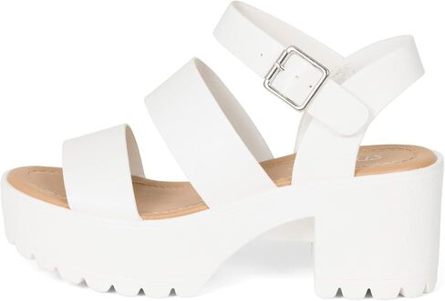 MARIA-S - Womens Open Toe Double Band Chunky Block Heel Lug Sole Platform Sandals With Adjustable Ankle Buckle in Kuwait