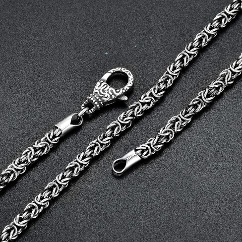 S925 الفضة الاسترليني الإيطالية 2 مم / 3 مم الصلبة البيزنطية سلسلة ربط القلائد للرجال النساء صديقها صديقة تتأكسد سلاسل فضية مربعة مجوهرات هدايا له الأولاد أبي عيد ميلاد الذكرى التخرج، اليدوية في إيطاليا in Kuwait