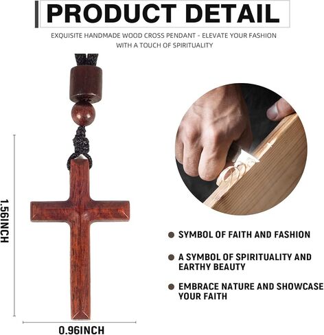 ZYUCWTS Wooden Cross Pendant Necklace for Men Women Boy Girls,Natural Cross for Rearview Car Mirror Pendant,Handcrafted Wood Cross Necklace Jewelry Gift,Religious Pendant Necklace in Kuwait