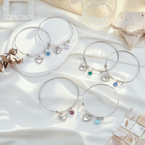 Birthstone Expandable Bangle Bracelets Mothers Day Christmas Birthday Gifts for Mom in Saudi Arabia