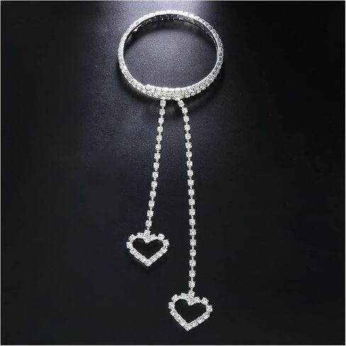 حجر الراين أعلى الذراع سوار كريستال شرابة مفتوح الذراع سلسلة الإسورة قابل للتعديل أساور حجر الراين الزفاف الذراع سلسلة الإسورة مجوهرات للنساء in Kuwait