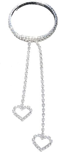 حجر الراين أعلى الذراع سوار كريستال شرابة مفتوح الذراع سلسلة الإسورة قابل للتعديل أساور حجر الراين الزفاف الذراع سلسلة الإسورة مجوهرات للنساء in Kuwait