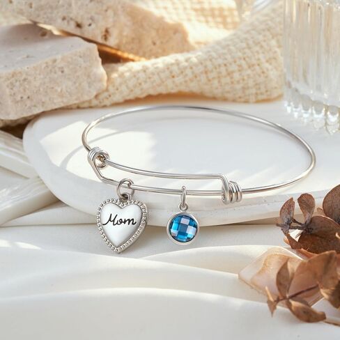 Birthstone Expandable Bangle Bracelets Mothers Day Christmas Birthday Gifts for Mom in Saudi Arabia