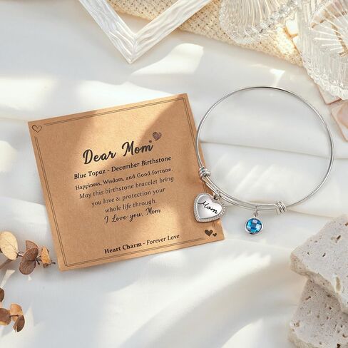 Birthstone Expandable Bangle Bracelets Mothers Day Christmas Birthday Gifts for Mom in Saudi Arabia