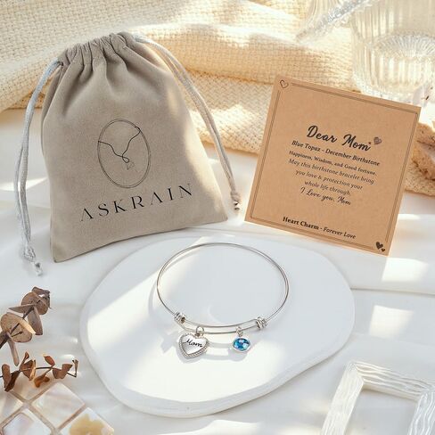 Birthstone Expandable Bangle Bracelets Mothers Day Christmas Birthday Gifts for Mom in Saudi Arabia
