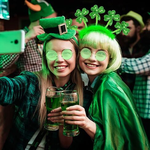 St Patricks Day Accessories Headband and Glasses St Patrick's Day Shamrock Headband Boppers Costume Accessory Set Festival Party Favor Event Decorations in Kuwait