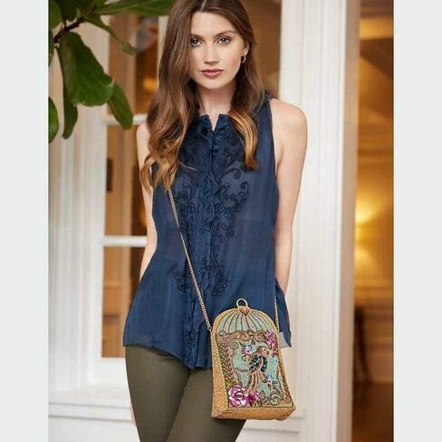 Mary Frances Pretty Parrot Beaded Crossbody Handbag, Multi in Kuwait