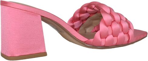 Soda Shoes Women Block High Heel Sandals Braided Band Square Toe Satin SHAUNA-S in Saudi Arabia