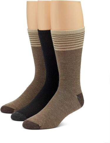 Burlington Men's Cushioned Merino Wool Blend Crew Socks, 3 Pair Pack, Assorted 2, One Size in Saudi Arabia