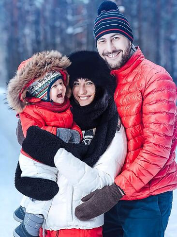 2 Pieces Winter Warm Hooded Hat Scarf Gloves Set 3 in 1 Soft Plush Thick Warm Hat Headscarf Furry Hat with Pocket for Women Girls Black, Brown in Saudi Arabia