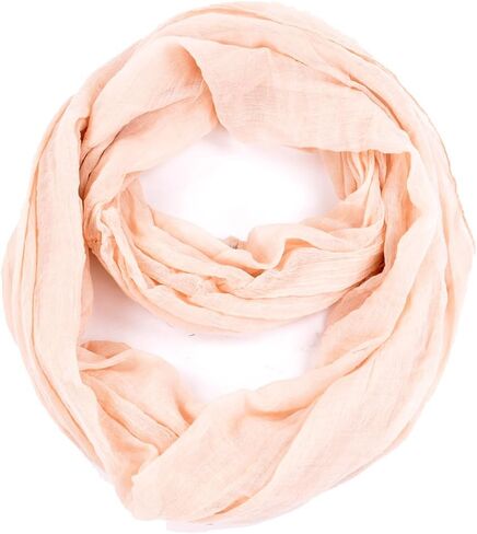BYOS Womens Airy Crinkled Lightweight Soft Infinity Scarf Loop Snood in Solid Color in Saudi Arabia