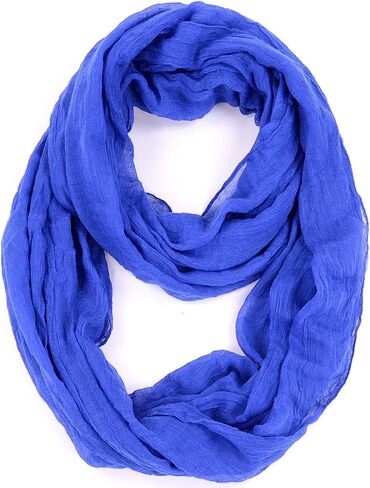 BYOS Womens Airy Crinkled Lightweight Soft Infinity Scarf Loop Snood in Solid Color in Saudi Arabia