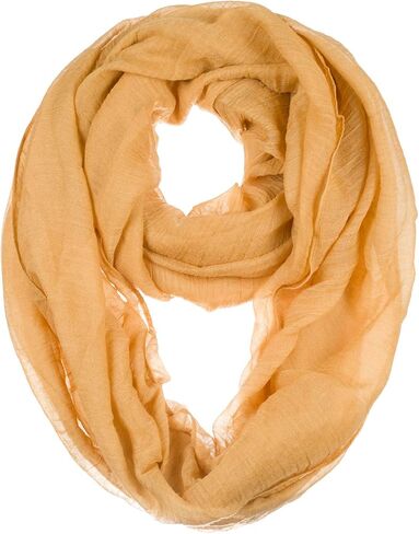 BYOS Womens Airy Crinkled Lightweight Soft Infinity Scarf Loop Snood in Solid Color in Saudi Arabia