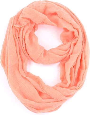 BYOS Womens Airy Crinkled Lightweight Soft Infinity Scarf Loop Snood in Solid Color in Saudi Arabia