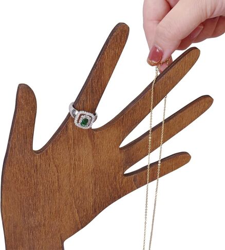 MOOCA 2 Pcs Set Multi-Functional Tabletop or Wall-Mountable Wooden Hand-Shaped Jewelry Display Stand For More Bracelet Storage, Premium Real Wood Sturdy Base, Brown Color in Saudi Arabia