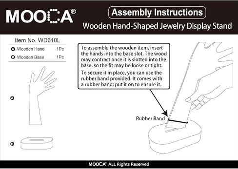 MOOCA 2 Pcs Set Multi-Functional Tabletop or Wall-Mountable Wooden Hand-Shaped Jewelry Display Stand For More Bracelet Storage, Premium Real Wood Sturdy Base, Brown Color in Saudi Arabia