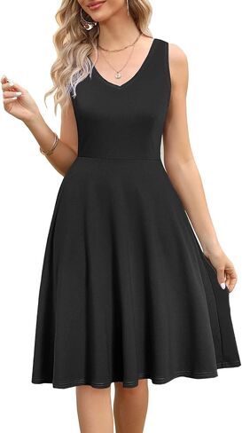 HELYO Women's Elegant Summer Casual T-Shirt Dresses Sleeveless Work Fit and Flare A-Line Dress with Pockets 718 in Saudi Arabia