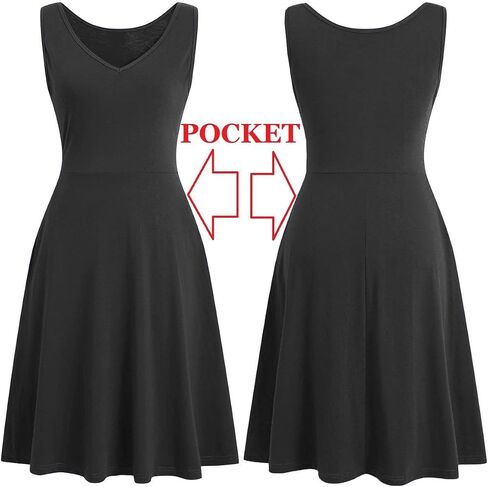 HELYO Women's Elegant Summer Casual T-Shirt Dresses Sleeveless Work Fit and Flare A-Line Dress with Pockets 718 in Saudi Arabia