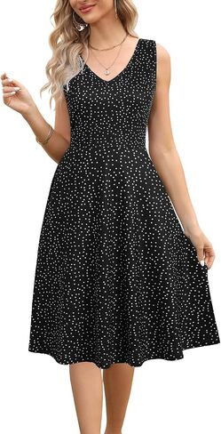 HELYO Women's Elegant Summer Casual T-Shirt Dresses Sleeveless Work Fit and Flare A-Line Dress with Pockets 718 in Saudi Arabia
