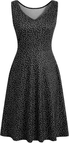 HELYO Women's Elegant Summer Casual T-Shirt Dresses Sleeveless Work Fit and Flare A-Line Dress with Pockets 718 in Saudi Arabia