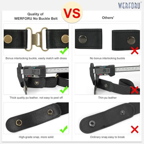 WERFORU 4 Pack No Buckle Stretch Belt For Women Men Elastic Waist Belt Up to 72 Inch for Jeans Pants,black+coffee+blue+white,Pants Size 31-50 Inches in Saudi Arabia