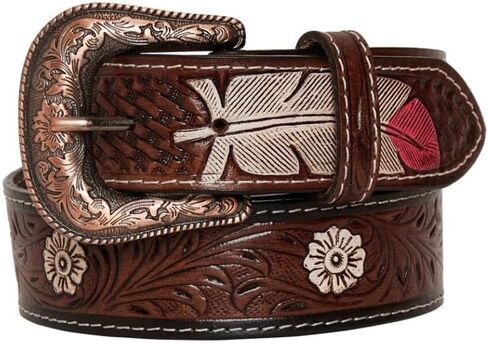 Myra Bag Pink Feather Hand-Tooled Leather Belt for Women S-4062 in Saudi Arabia