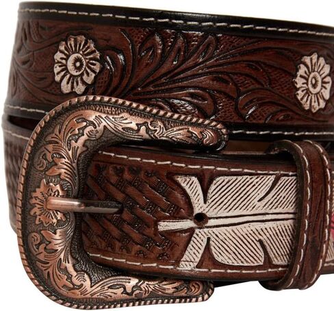Myra Bag Pink Feather Hand-Tooled Leather Belt for Women S-4062 in Saudi Arabia