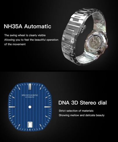 SPECHT&SOHNE Watches for Men 38MM Rare Elegant Automatic Mechanical Watch Stainless Steel Sapphire Crystal Waterproof in Saudi Arabia