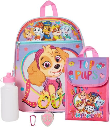 Paw Patrol 5 Pc. Nickelodeon Backpack Set for Girls, 16 inch with Lunch Bag and Water Bottle, Pink in Saudi Arabia